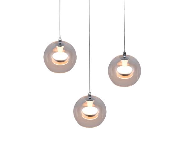 LED-Pendelleuchte Flynt rund - Klarglas / Eisen - 3-flammig