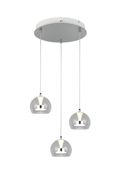 LED-Pendelleuchte Flynt rund - Klarglas / Eisen - 3-flammig