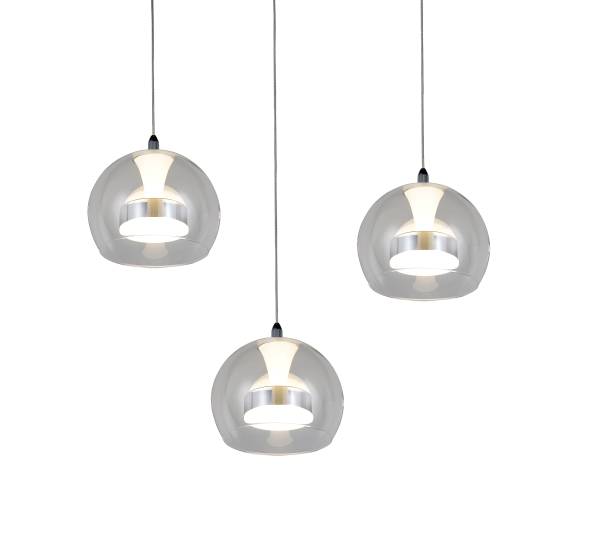 LED-Pendelleuchte Flynt rund - Klarglas / Eisen - 3-flammig