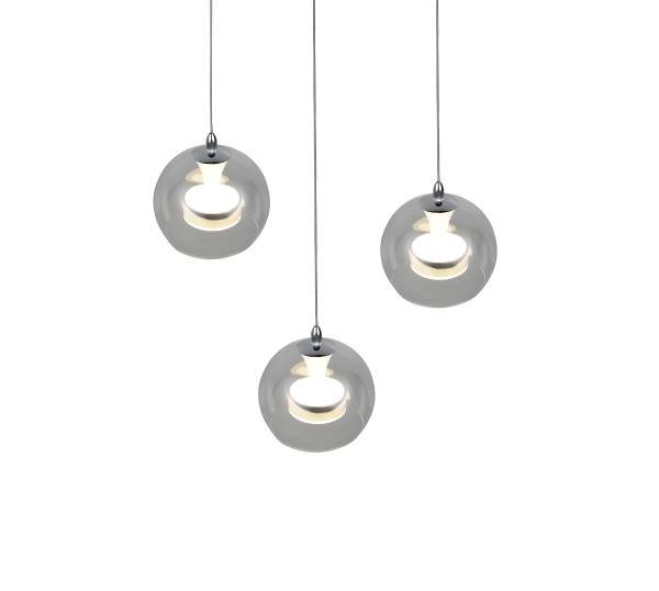 LED-Pendelleuchte Flynt rund - Klarglas / Eisen - 3-flammig