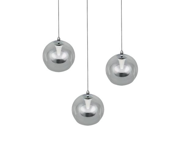 LED-Pendelleuchte Flynt rund - Klarglas / Eisen - 3-flammig
