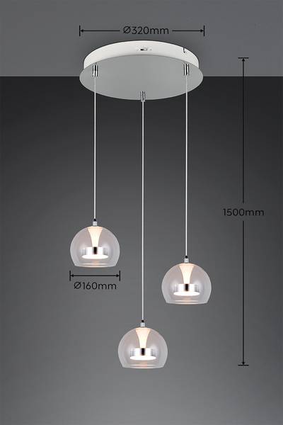 LED-Pendelleuchte Flynt rund - Klarglas / Eisen - 3-flammig