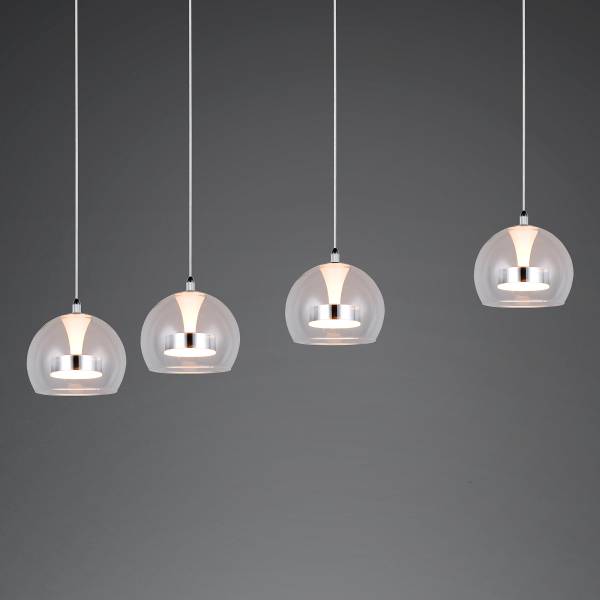 LED-Pendelleuchte Flynt - Klarglas / Eisen - Flammenanzahl: 4