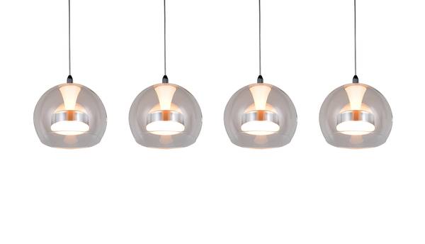 LED-Pendelleuchte Flynt - Klarglas / Eisen - Flammenanzahl: 4