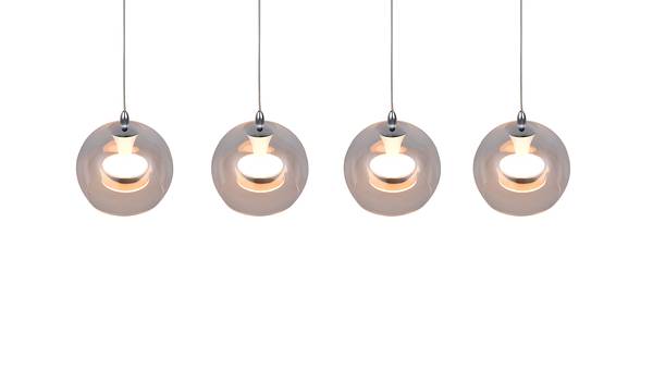 LED-Pendelleuchte Flynt - Klarglas / Eisen - Flammenanzahl: 4