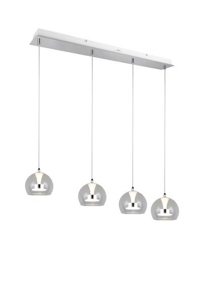 LED-Pendelleuchte Flynt - Klarglas / Eisen - Flammenanzahl: 4