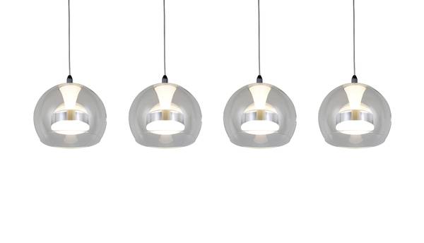 LED-Pendelleuchte Flynt - Klarglas / Eisen - Flammenanzahl: 4