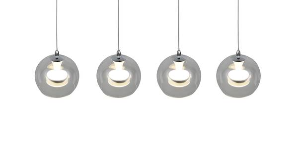 LED-Pendelleuchte Flynt - Klarglas / Eisen - Flammenanzahl: 4