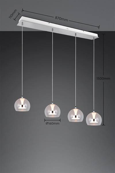 LED-Pendelleuchte Flynt - Klarglas / Eisen - Flammenanzahl: 4