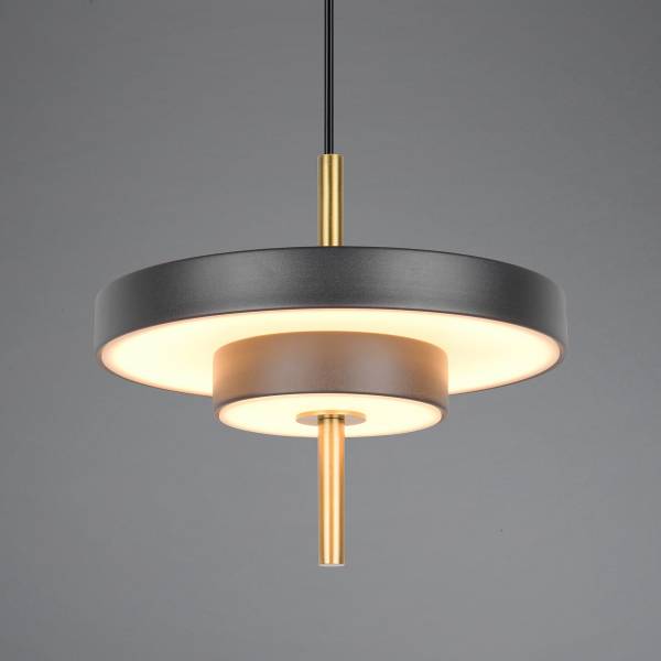 LED-Pendelleuchte Keaton - Polycarbonat / Eisen - 1-flammig - Schwarz - Durchmesser: 20 cm