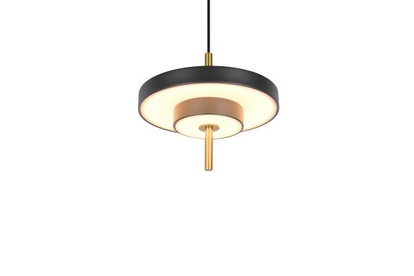 LED-Pendelleuchte Keaton - Polycarbonat / Eisen - 1-flammig - Schwarz - Durchmesser: 20 cm