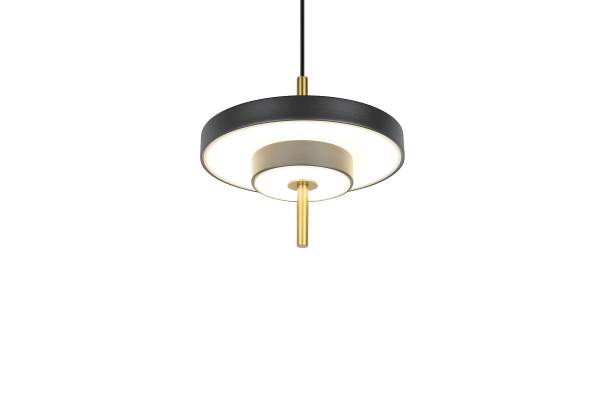 LED-Pendelleuchte Keaton - Polycarbonat / Eisen - 1-flammig - Schwarz - Durchmesser: 20 cm