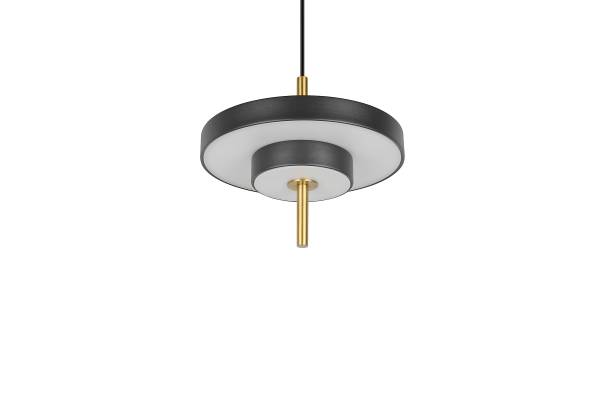 LED-Pendelleuchte Keaton - Polycarbonat / Eisen - 1-flammig - Schwarz - Durchmesser: 20 cm