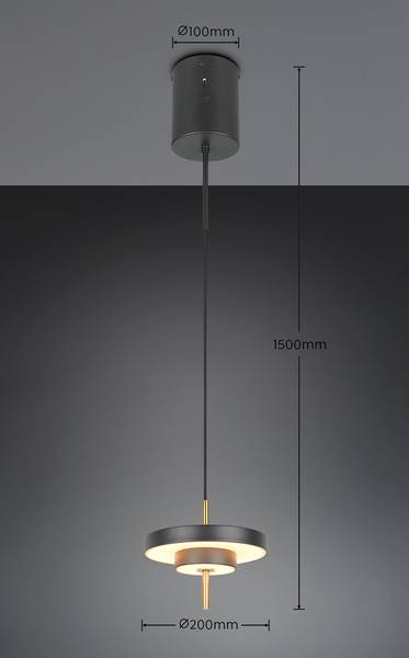 LED-Pendelleuchte Keaton - Polycarbonat / Eisen - 1-flammig - Schwarz - Durchmesser: 20 cm