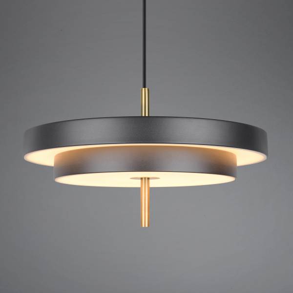 LED-Pendelleuchte Keaton - Polycarbonat / Eisen - 1-flammig - Schwarz - Durchmesser: 40 cm