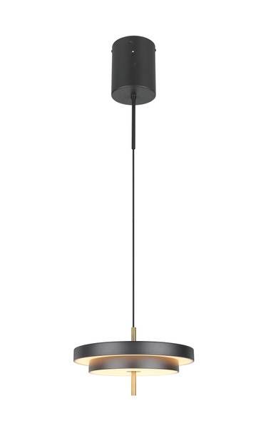 LED-Pendelleuchte Keaton - Polycarbonat / Eisen - 1-flammig - Schwarz - Durchmesser: 40 cm