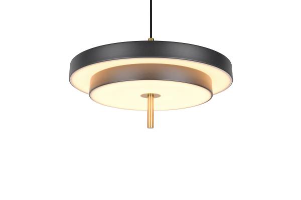 LED-Pendelleuchte Keaton - Polycarbonat / Eisen - 1-flammig - Schwarz - Durchmesser: 40 cm