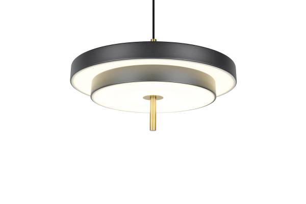 LED-Pendelleuchte Keaton - Polycarbonat / Eisen - 1-flammig - Schwarz - Durchmesser: 40 cm