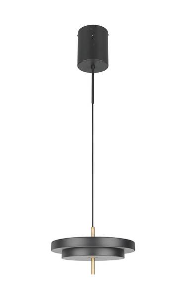 LED-Pendelleuchte Keaton - Polycarbonat / Eisen - 1-flammig - Schwarz - Durchmesser: 40 cm