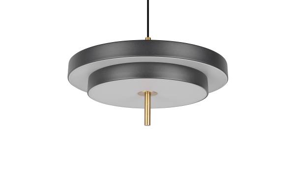 LED-Pendelleuchte Keaton - Polycarbonat / Eisen - 1-flammig - Schwarz - Durchmesser: 40 cm
