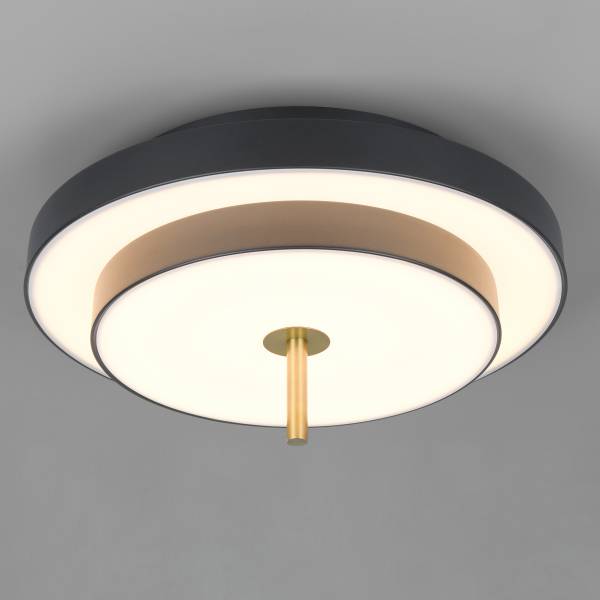 LED-Deckenleuchte Keaton - Polycarbonat / Eisen - 1-flammig - Schwarz