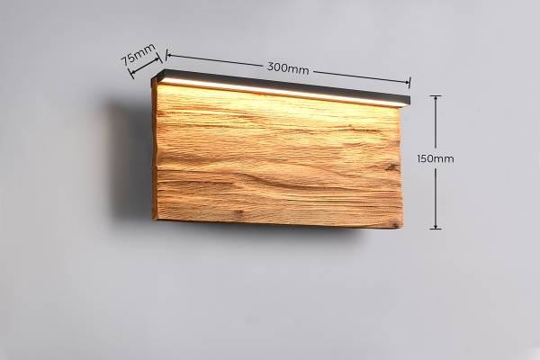 LED-Wandleuchte Kalea - Kiefer teilmassiv / Eisen - 1-flammig - Breite: 30 cm