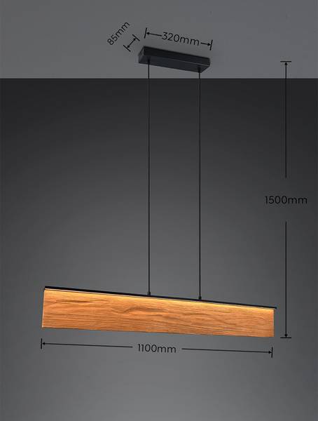 LED-Pendelleuchte Kalea - Kiefer teilmassiv / Eisen - 1-flammig