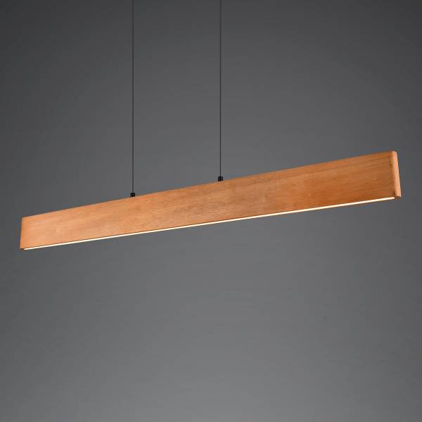 LED-Pendelleuchte Edgewood - Gummibaum teilmassiv / Eisen - 1-flammig - Breite: 115 cm