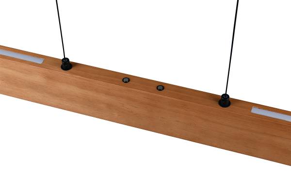 LED-Pendelleuchte Edgewood - Gummibaum teilmassiv / Eisen - 1-flammig - Breite: 115 cm