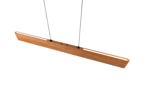 LED-Pendelleuchte Edgewood - Gummibaum teilmassiv / Eisen - 1-flammig - Breite: 115 cm
