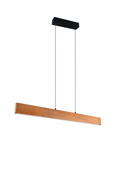LED-Pendelleuchte Edgewood - Gummibaum teilmassiv / Eisen - 1-flammig - Breite: 115 cm