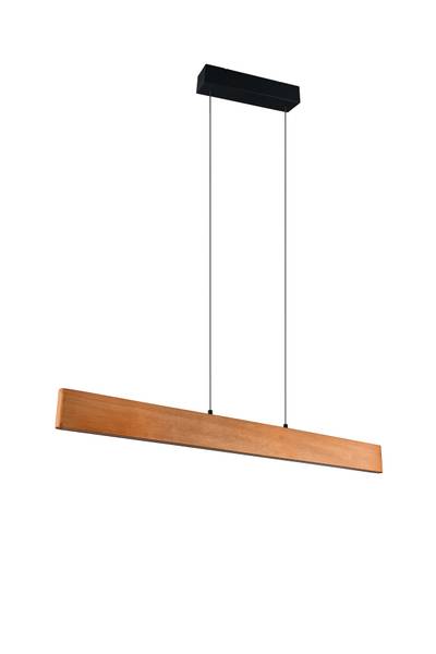 LED-Pendelleuchte Edgewood - Gummibaum teilmassiv / Eisen - 1-flammig - Breite: 115 cm