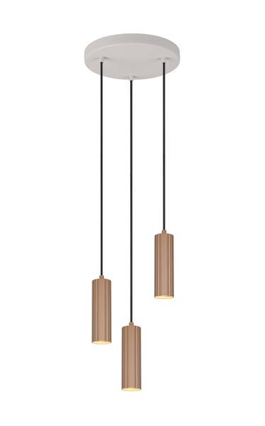 Pendelleuchte Soka rund - Eisen - 3-flammig - Braun