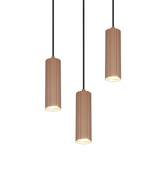 Pendelleuchte Soka rund - Eisen - 3-flammig - Braun