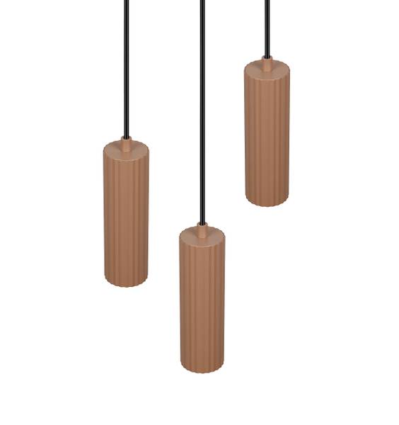 Pendelleuchte Soka rund - Eisen - 3-flammig - Braun