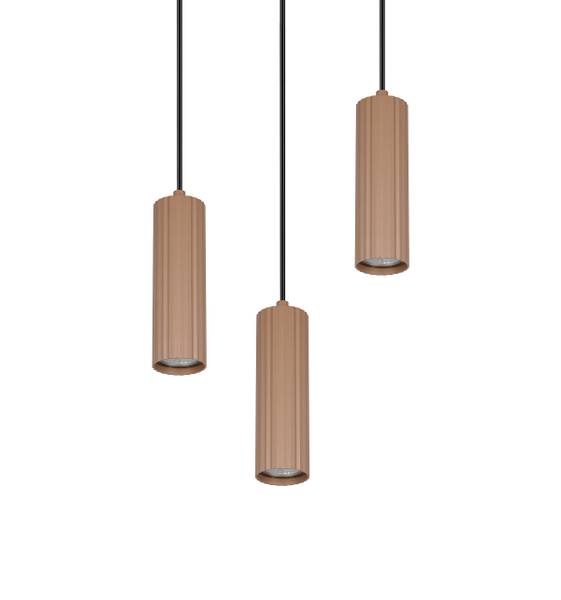 Pendelleuchte Soka rund - Eisen - 3-flammig - Braun
