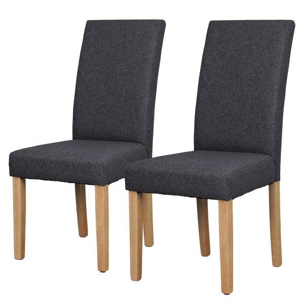 Esszimmerstuhl Vaboa 2er-Set - Webstoff / Gummibaum massiv - Anthrazit
