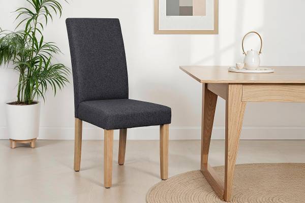 Esszimmerstuhl Vaboa 2er-Set - Webstoff / Gummibaum massiv - Anthrazit
