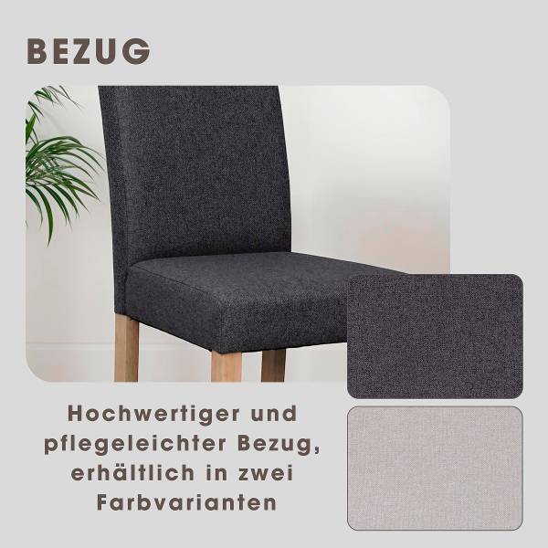 Esszimmerstuhl Vaboa 2er-Set - Webstoff / Gummibaum massiv - Anthrazit