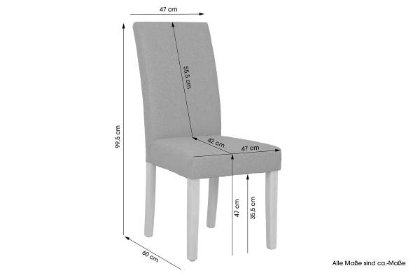 Esszimmerstuhl Vaboa 2er-Set - Webstoff / Gummibaum massiv - Anthrazit