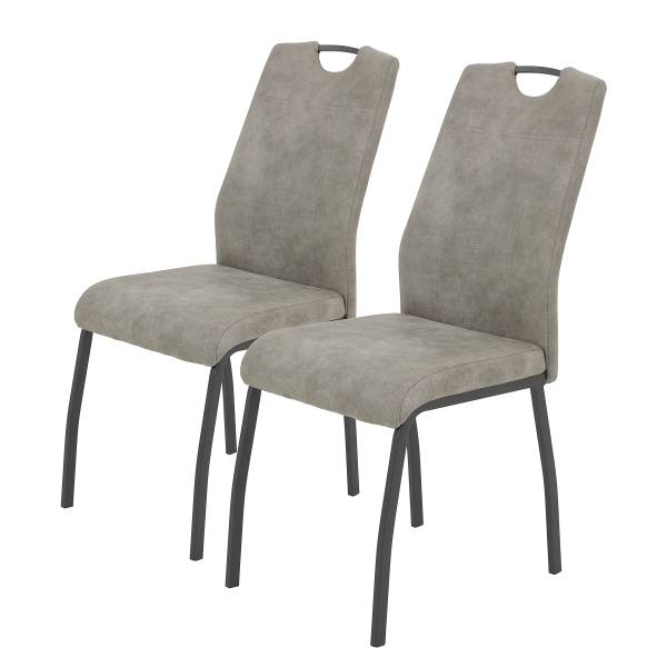 Esszimmerstuhl Kabego 2er-Set - Anthrazit - Microfaser