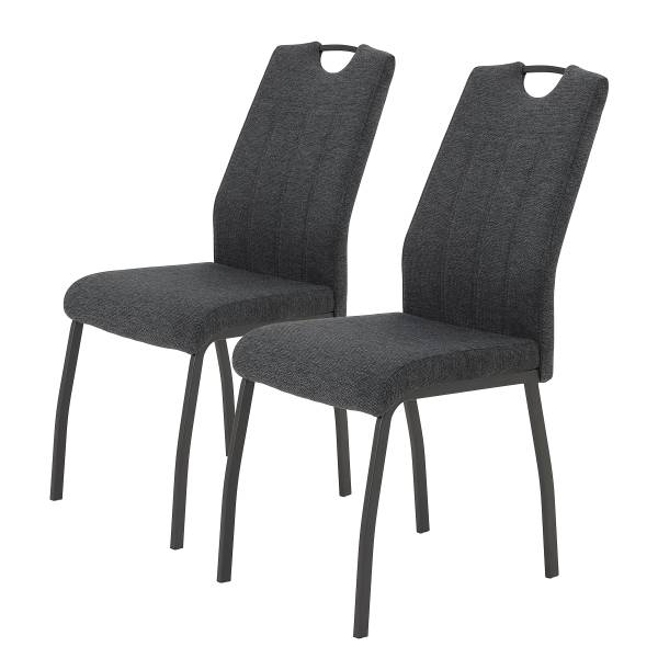 Esszimmerstuhl Kabego 2er-Set - Grau - Microfaser