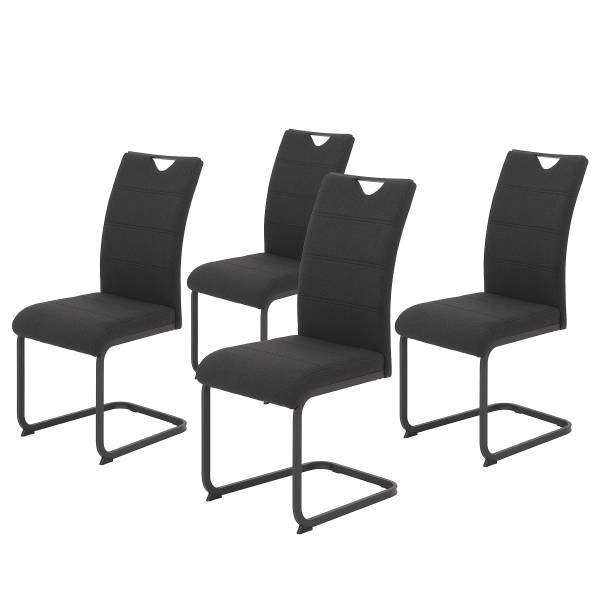Esszimmerstuhl Kireyi 4er-Set - Schwarz - Webstoff - Stahl - 43 x 99 x 60 cm