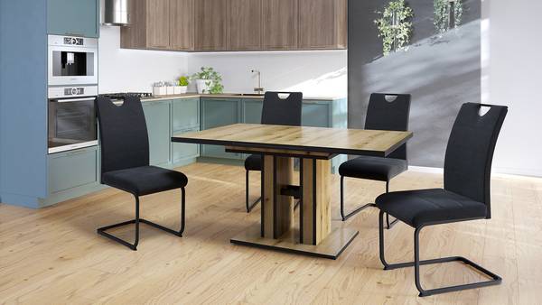 Esszimmerstuhl Kireyi 4er-Set - Schwarz - Webstoff - Stahl - 43 x 99 x 60 cm
