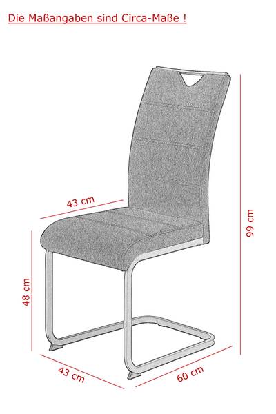 Esszimmerstuhl Kireyi 4er-Set - Schwarz - Webstoff - Stahl - 43 x 99 x 60 cm