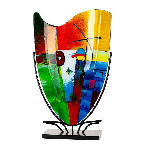 Bodenvase Milano rechteckig - Multicolor - Eisen - Farbglas - 35 x 57 x 11 cm