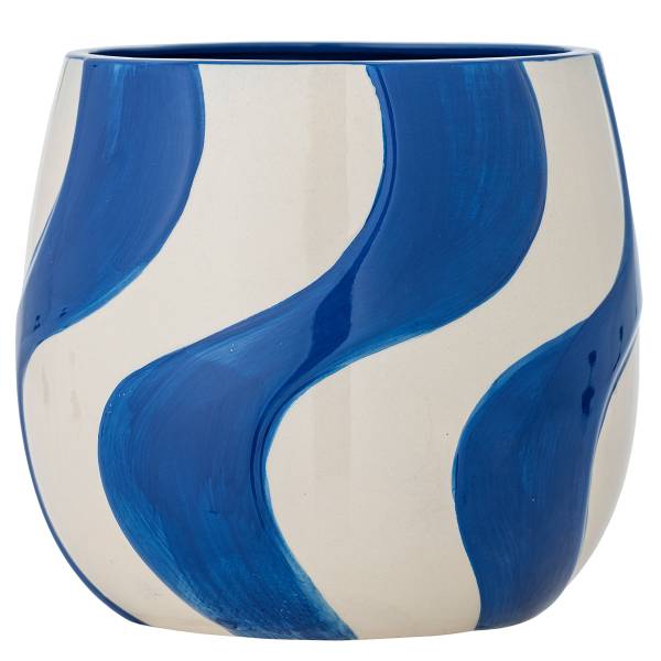 Blumentopf Romy - Steingut - Blau