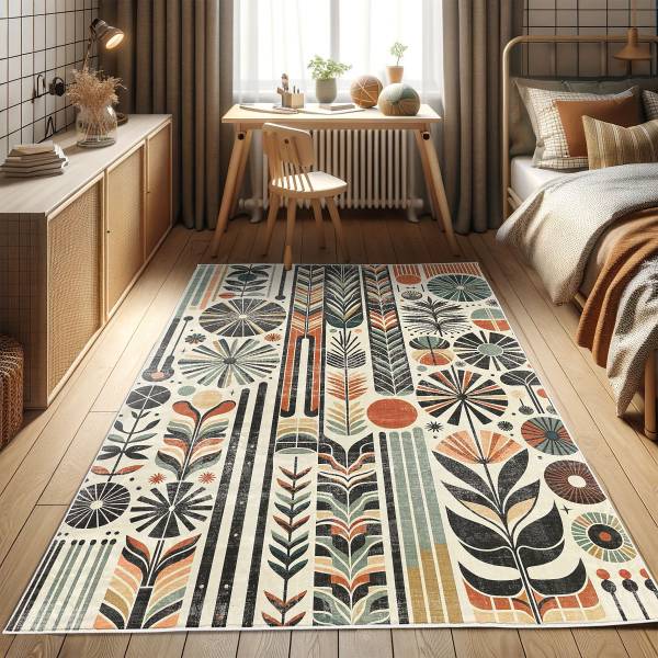 Kurzflorteppich Kitaru - Polyester - Mehrfarbig - 69 x 114 cm