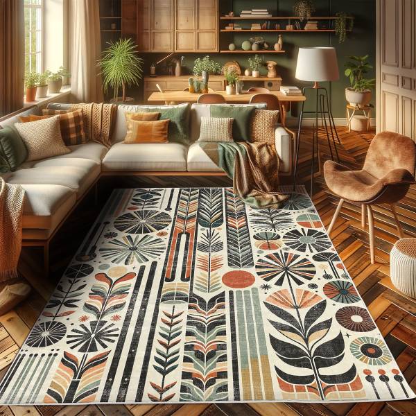 Kurzflorteppich Kitaru - Polyester - Mehrfarbig - 69 x 114 cm