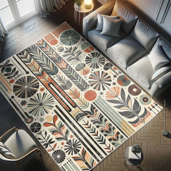 Kurzflorteppich Kitaru - Polyester - Mehrfarbig - 69 x 114 cm